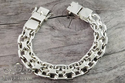 Thick bracelet "Pharaoh (double anchor)" of silver, фото