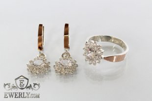 Set : earring of sterling silvers and ring of sterling silver, фото