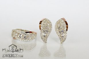 Kit : earring of sterling silvers and ring of sterling silver, фото