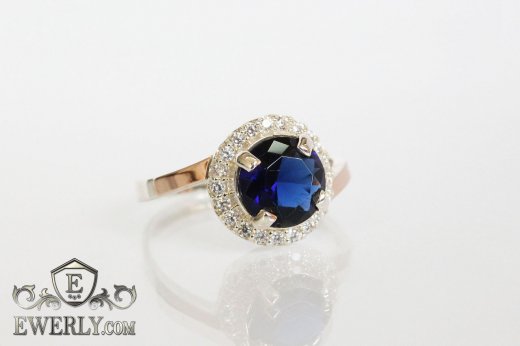 Women's ring of sterling silver with stones, фото