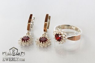Set : earring of  silvers and ring of  silver, фото
