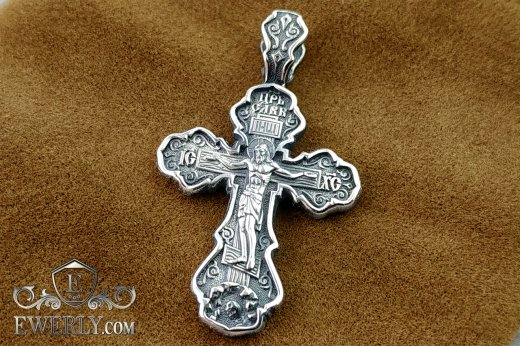 Cross of sterling silver with crucifix, фото