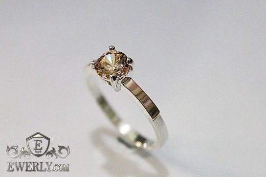 Ring of sterling silver with stones for women, фото