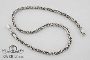 Chain "Byzantine (Byzantium)" of  silver for men, фото