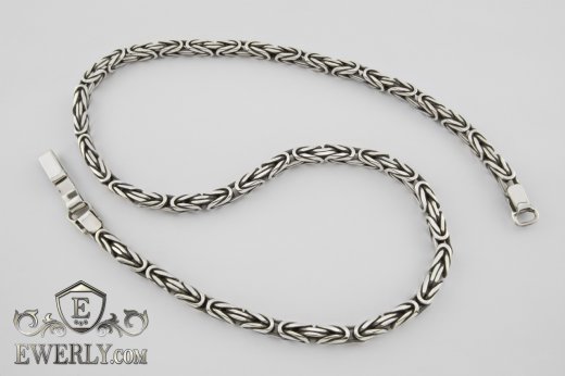 Chain "Byzantine (Byzantium)" of  silver for men, фото