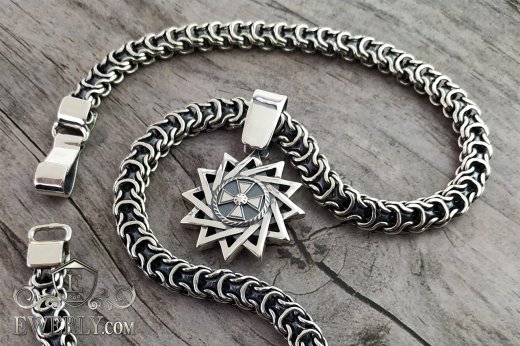 Kit : chain and pendant of sterling silver "Ramses", фото