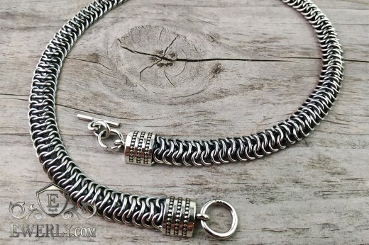 Big men's chain "Dragon Scale" of sterling silver, фото