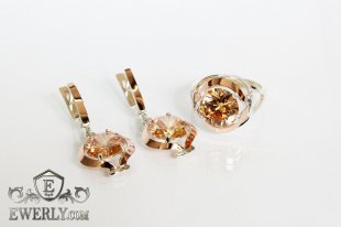 Kit : earring of sterling silvers and ring of sterling silver, фото