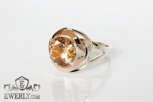Ring of sterling silver with stones for women, фото