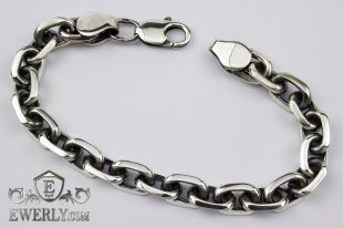 Bracelet "Anchor with edges" of sterling silver for men, фото