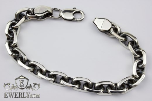 Bracelet "Anchor with edges" of sterling silver for men, фото