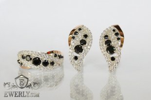 Kit : earring of sterling silvers and ring of sterling silver, фото