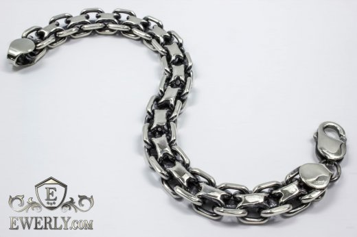 Thick men's bracelet "Pharaoh (double anchor)" of sterling silver, фото