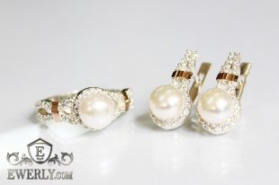 Kit : earring of sterling silvers and ring of sterling silver, фото