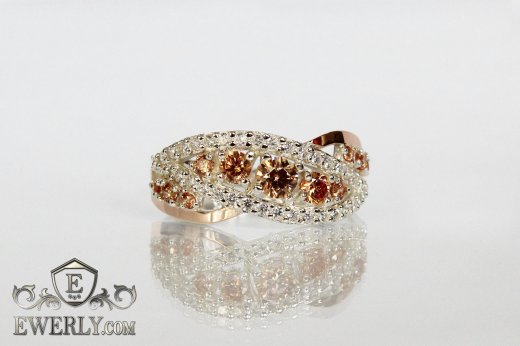 Ring of sterling silver with stones for women, фото