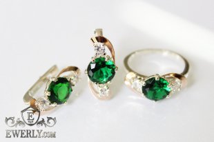 Kit : earring of sterling silvers and ring of sterling silver, фото