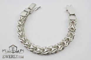 Thick men's bracelet "Alligator" of  silver, фото