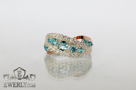 Women's ring of  silver with stones, фото