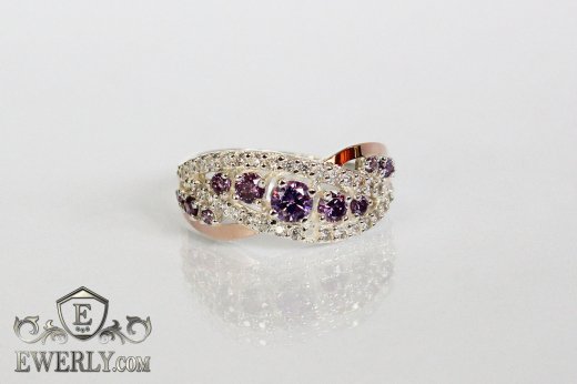 Women's ring of sterling silver with stones, фото