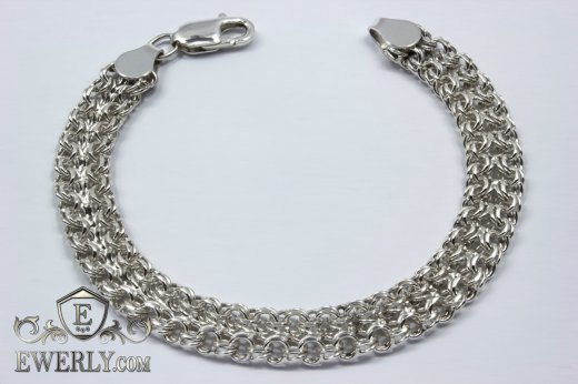 Bracelet "Double bismarck" of sterling silver, фото