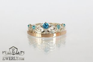 Women's ring of  silver with stones, фото
