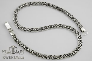 Big chain "Fox tail (Valkyrie)" of sterling silver for men, фото