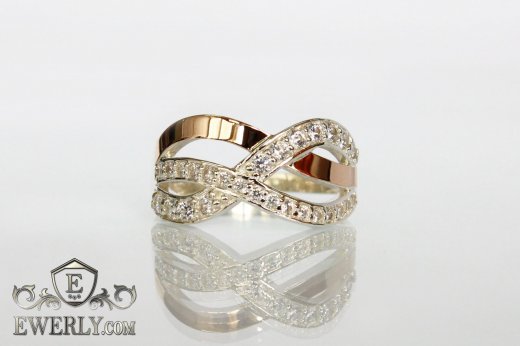 Ring of sterling silver with stones for women, фото