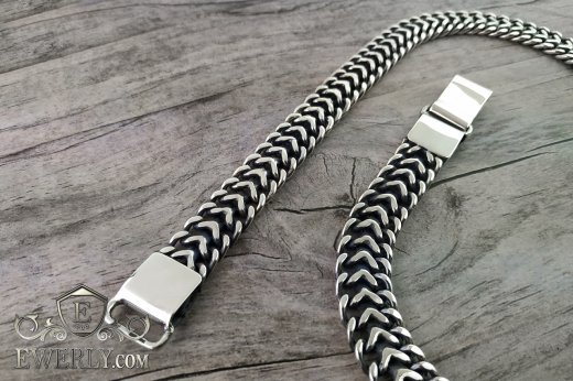 Big men's chain "Tractor (double carapace)" of sterling silver, фото