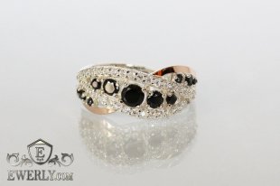 Women's ring of sterling silver with stones, фото