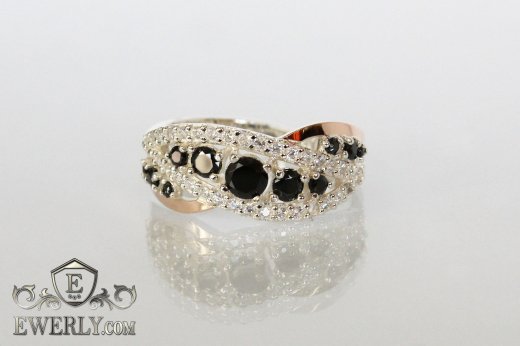 Women's ring of sterling silver with stones, фото