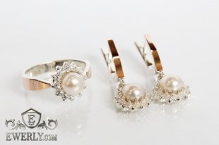 Set : earring of sterling silvers and ring of sterling silver, фото