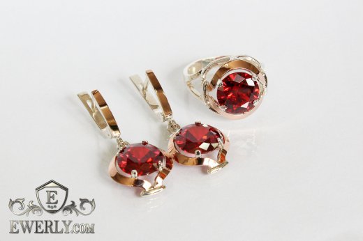 Set : earring of  silvers and ring of  silver, фото