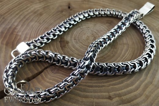 Thick chain "Phantom (Ramses and Double stream)" of sterling silver for men, фото