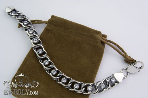 Bracelet "Arabic bismarck with stones" of  silver, фото