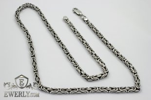Chain "Byzantine (Byzantium)" of  silver for men, фото