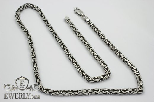 Chain "Byzantine (Byzantium)" of  silver for men, фото