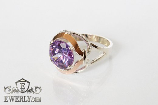 Ring of sterling silver with stones for women, фото