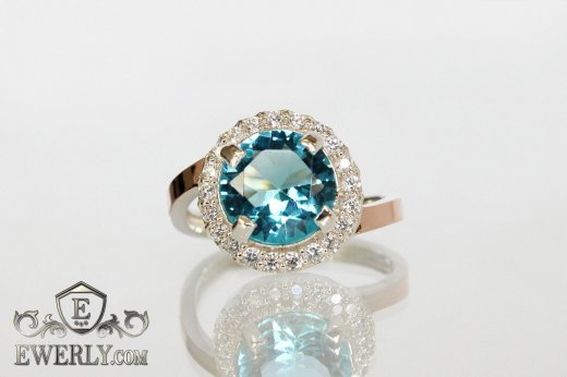 Ring of sterling silver with stones for women, фото