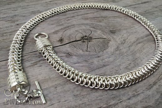 Thick men's chain "Dragon Scale" of sterling silver, фото
