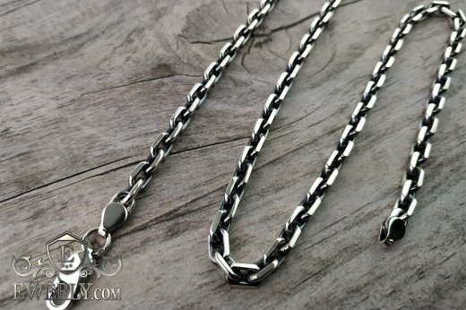 Chain "Anchor with edges" of  silver for men, фото