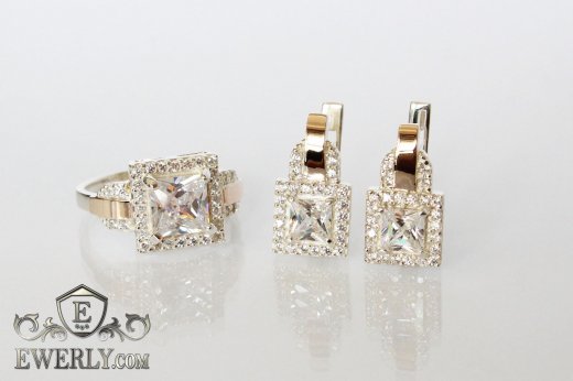 Set : earring of sterling silvers and ring of sterling silver, фото