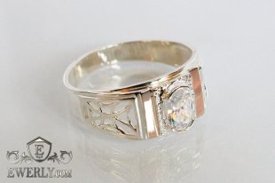 Ring of sterling silver with stones for men, фото