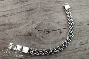 Thick men's bracelet "Alligator" of sterling silver, фото