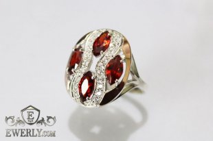 Women's ring of  silver with stones, фото