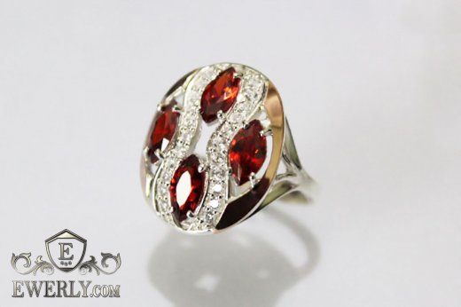 Women's ring of  silver with stones, фото