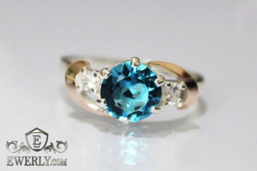Women's ring of sterling silver with stones, фото