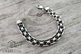 Thick bracelet "Pharaoh (double anchor)" of sterling silver for men, фото