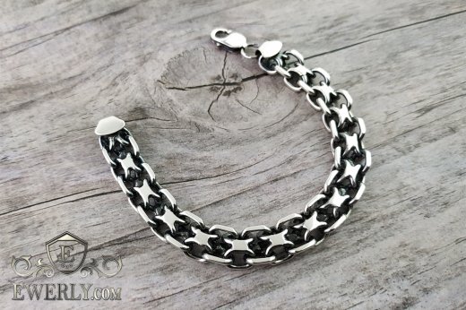 Thick bracelet "Pharaoh (double anchor)" of sterling silver for men, фото