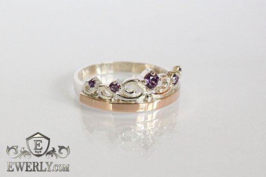 Women's ring of sterling silver with stones, фото