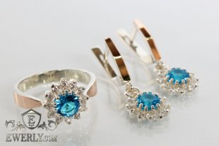 Set : earring of  silvers and ring of  silver, фото
